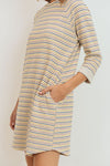 Ava Striped Terry Raglan Dress- Multi