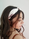 White Floral Satin Headband